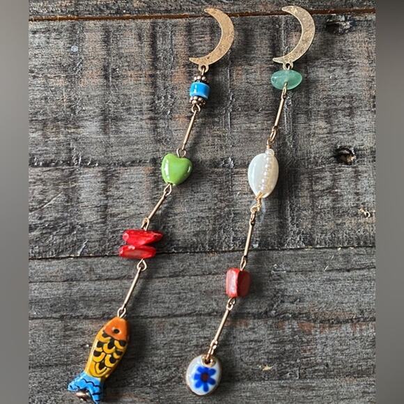 Free People Jewelry - NEW Crescent Moon Charm Dangle Earrings